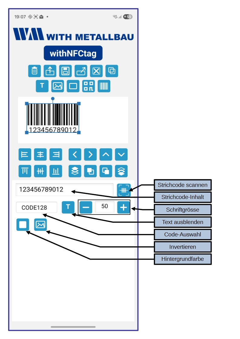 withNFCtag Strichcode